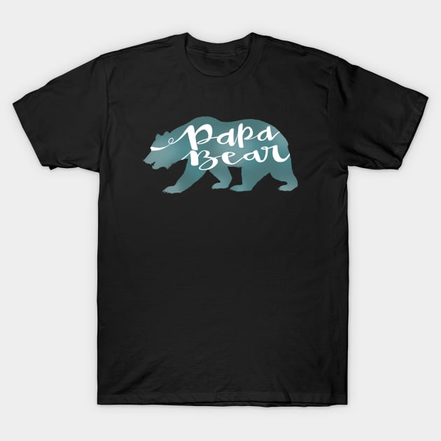 Papa Bear on Black T-Shirt by Adaba